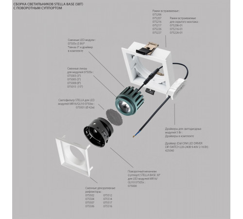 Рефлектор квадратный для рамок 07521х/07521X-01 и 07522х/07522X-01 Lightstar Stella 075516