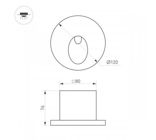 Светильник для ступеней Arlight LT-TIE-R120-3W Warm3000 (WH, 45x70 deg, 230V) (IP65 Бетон) 050872