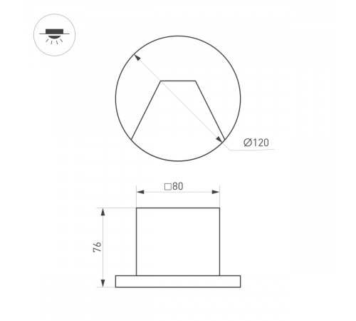 Светильник для ступеней Arlight LT-TIE-R120-3W Warm3000 (WH, 75x30 deg, 230V) (IP65 Бетон) 050869