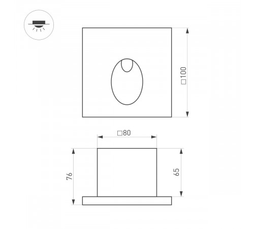 Светильник для ступеней Arlight LT-TIE-S100-3W Warm3000 (GR, 45x70 deg, 230V) (IP65 Бетон) 050876