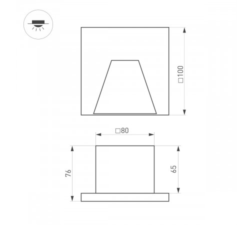 Светильник для ступеней Arlight LT-TIE-S100-3W Warm3000 (RD, 75x30 deg, 230V) (IP65 Бетон) 051052