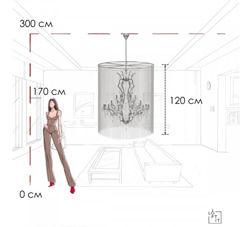 Подвесная люстра Loft IT Vaille Crystal 10450/1200