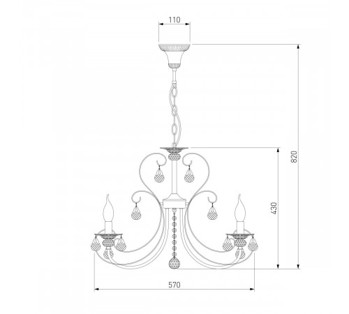 Подвесная люстра Eurosvet Alda 3305/5 латунь/прозрачный хрусталь Strotskis a072114