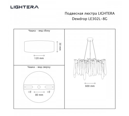 Подвесная люстра Lightera Dewdrop LE302L-8G