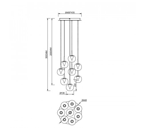 Подвесная люстра Mantra Andromeda 9079