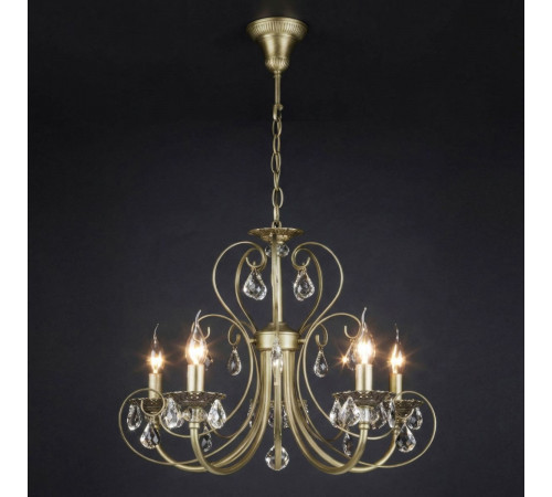 Подвесная люстра Eurosvet Alda 3305/5 латунь/прозрачный хрусталь Strotskis a072114