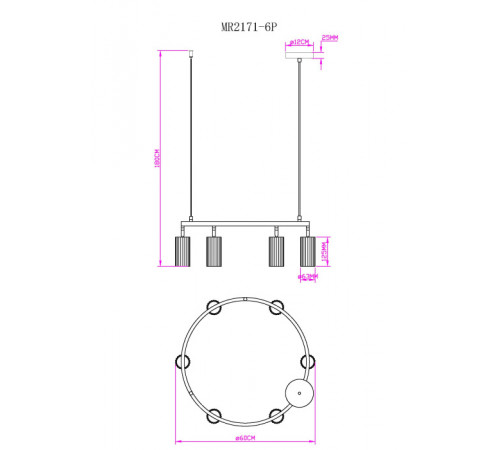 Подвесная люстра Myfar Alex MR2171-6P Подвесная люстра Myfar Alex MR2171-6P