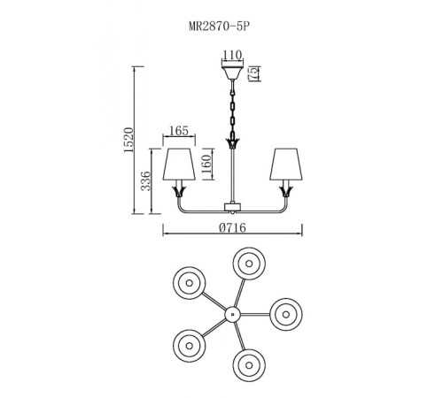 Подвесная люстра MyFar Эстер MR2870-5P