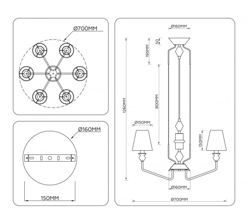 Подвесная люстра Ambrella Light High Light Ceramo Classic LH75401