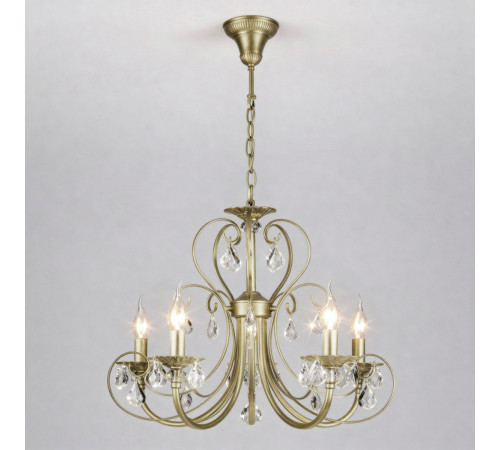 Подвесная люстра Eurosvet Alda 3305/5 латунь/прозрачный хрусталь Strotskis a072114