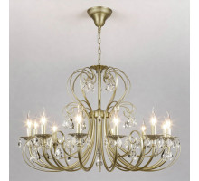 Подвесная люстра Eurosvet Alda 3305/12 латунь/прозрачный хрусталь Strotskis a072112