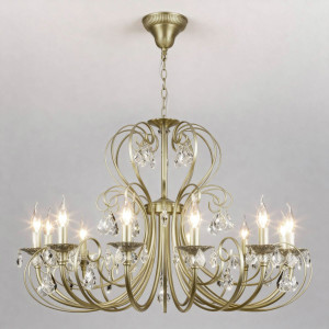 Подвесная люстра Eurosvet Alda 3305/12 латунь/прозрачный хрусталь Strotskis a072112