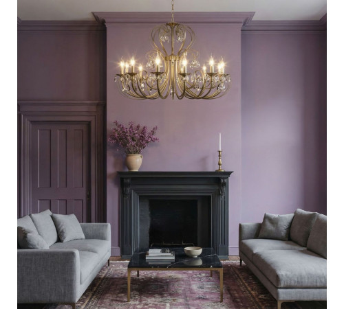 Подвесная люстра Eurosvet Alda 3305/12 латунь/прозрачный хрусталь Strotskis a072112