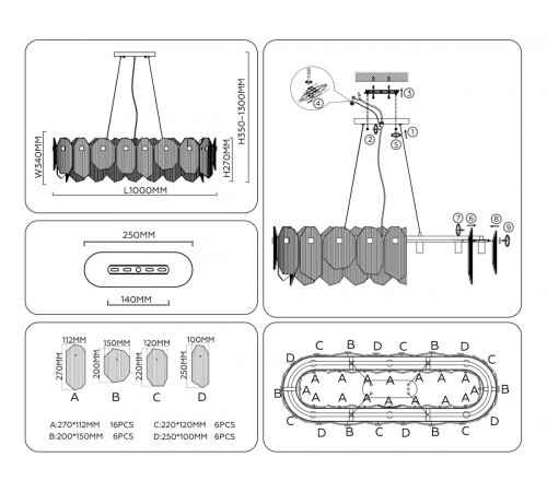 Подвесная люстра Ambrella Light High Light Crystal LH31255