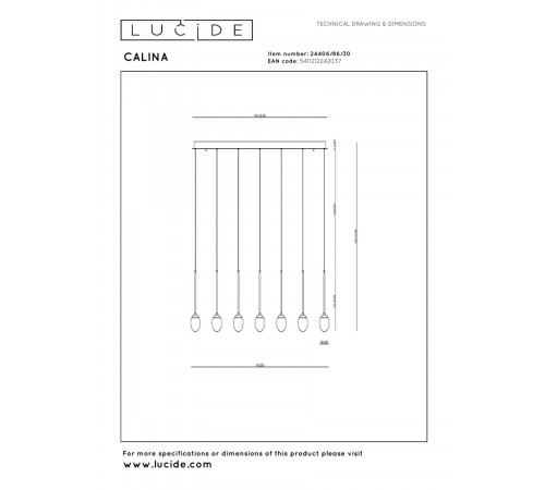Подвесная люстра Lucide Calina 24406/86/30
