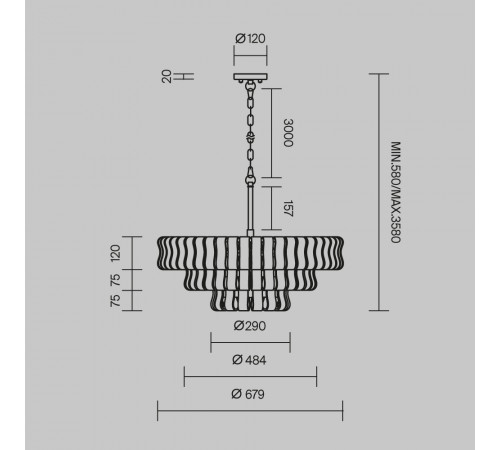 Подвесная люстра Maytoni Boulder MOD538PL-09MG
