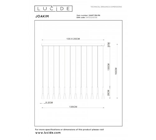 Подвесная люстра Lucide Joakim 24407/86/96