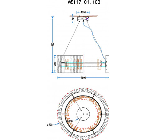 Подвесная люстра Wertmark Patricia WE117.01.103 Подвесная люстра Wertmark Patricia WE117.01.103