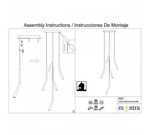 Подвесная люстра Mantra Arrecife 9362+9211 (5L)