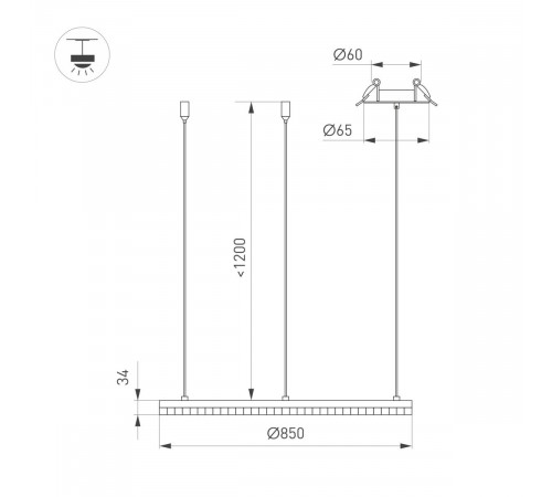 Подвесная люстра Arlight SP-DIAMOND-R850-40W Day4000 (WH, 45 deg, 230V, TRIAC) 054496 Подвесная люстра Arlight SP-DIAMOND-R850-40W Day4000 (WH, 45 deg, 230V, TRIAC) 054496
