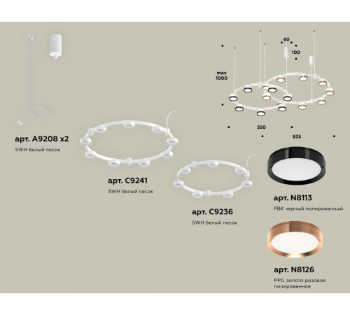 Комплект подвесного светильника Ambrella Light Techno Ring XR92081210 (A9208x2, C9241,C9236,N8113,N8126) Комплект подвесного светильника Ambrella Light Techno Ring XR92081210 (A9208x2, C9241,C9236,N8113,N8126)
