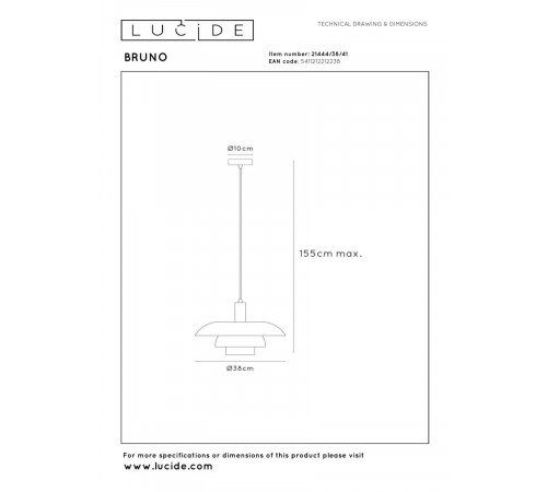 Подвесной светильник Lucide Bruno 21444/38/41