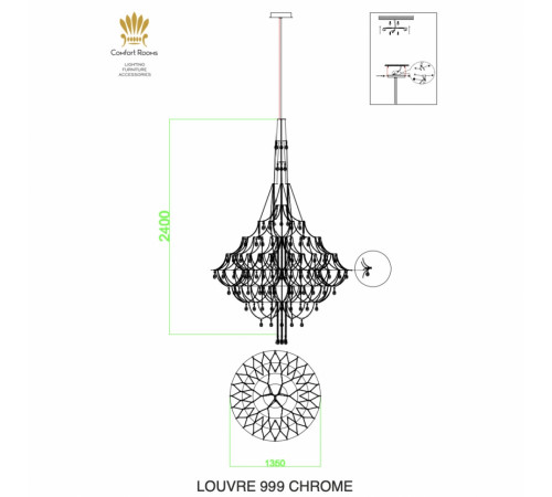 Подвесной светильник Ilamp Louvre 999 CHROME