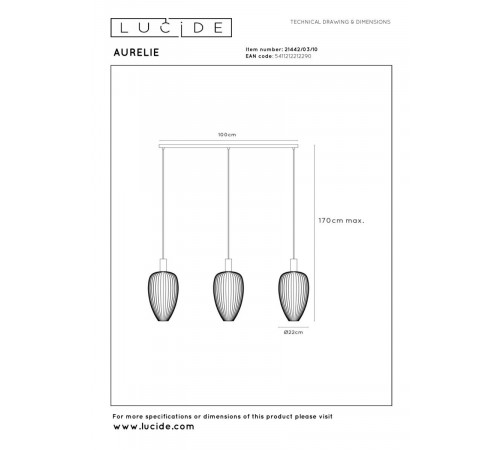 Подвесной светильник Lucide Aurelie 21442/03/10