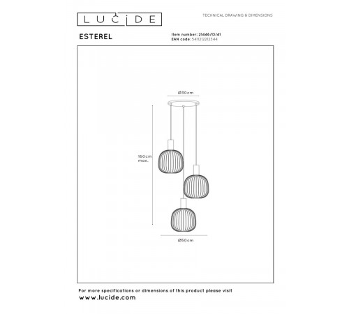 Подвесной светильник Lucide Esterel 21446/13/41
