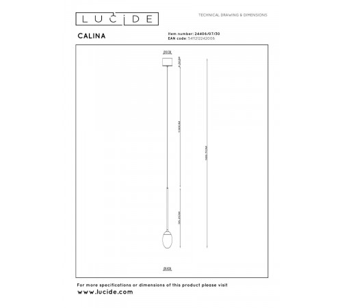 Подвесной светильник Lucide Calina 24406/07/30