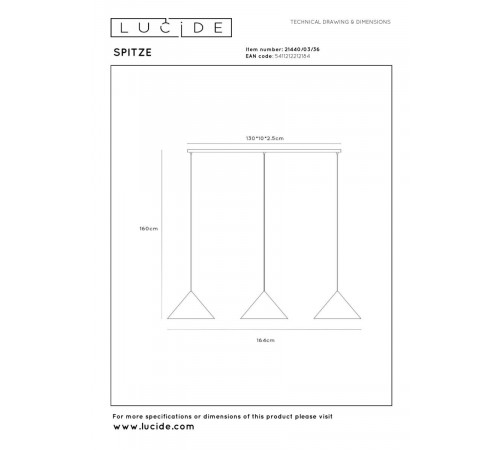 Подвесной светильник Lucide Spitze 21440/03/36
