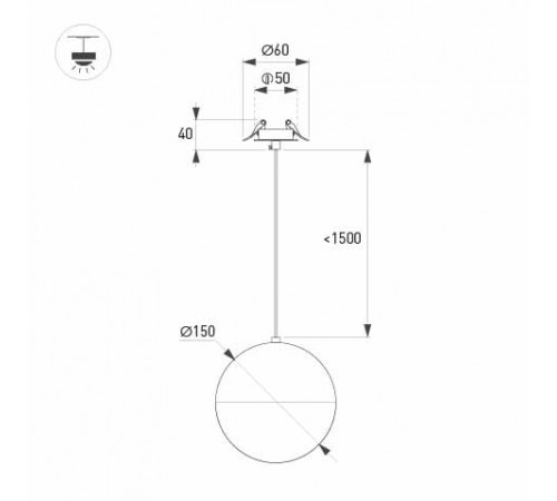 Подвесной светильник Arlight SP-EMISFERO-R150-11W Warm3000 (Черный, встраиваемая чаша, 170 deg, 230V) (IP20 Металл) 064193