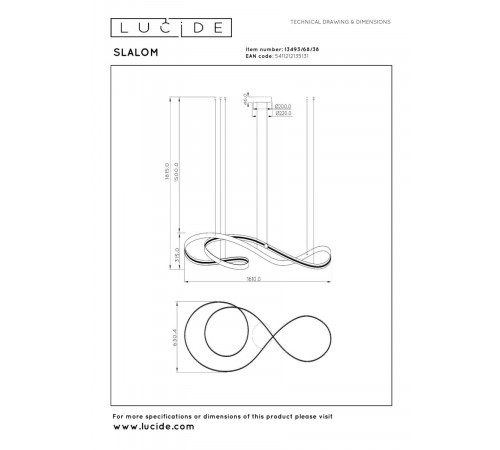 Подвесной светильник Lucide Slalom 13493/68/38