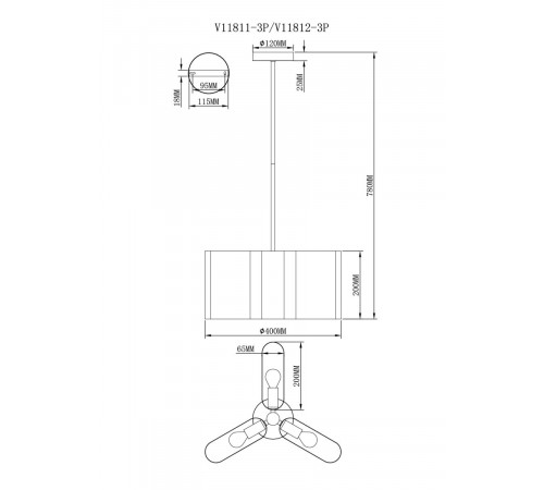 Подвесной светильник Moderli Metalicana V11811-3P