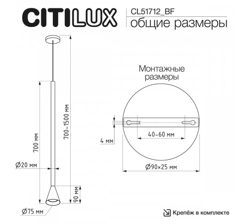 Подвесной светильник Citilux Duza CL51712_BF