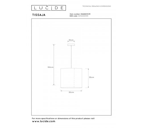Подвесной светильник Lucide Tissaja 06428/01/31