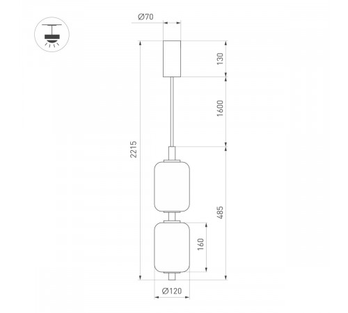 Подвесной светильник Arlight SP-CARAMELA-HANG-R120-7W Warm2700 (BK, 300 deg, 230V) (IP20, Натуральный шелк) 056886