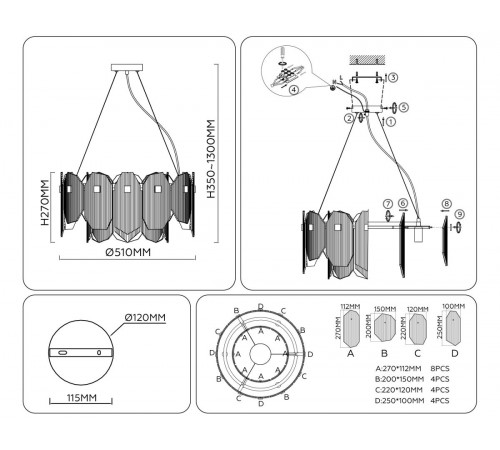 Подвесной светильник Ambrella Light High Light Crystal LH31201