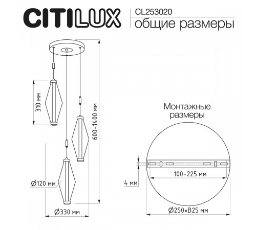 Подвесной светильник Citilux Tanna CL253020