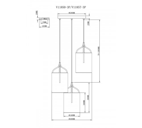 Подвесной светильник Moderli Inari V11850-3P