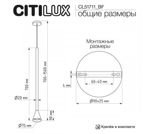 Подвесной светильник Citilux Duza CL51711_BF