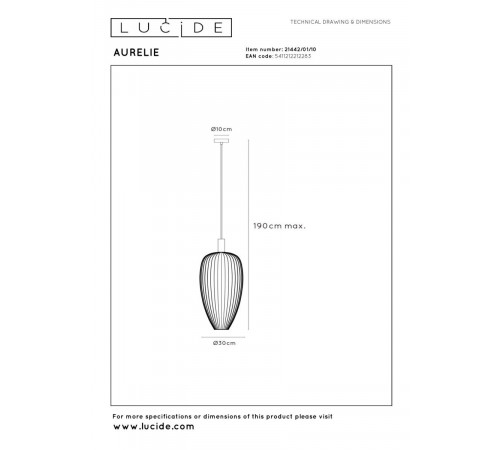 Подвесной светильник Lucide Aurelie 21442/01/10