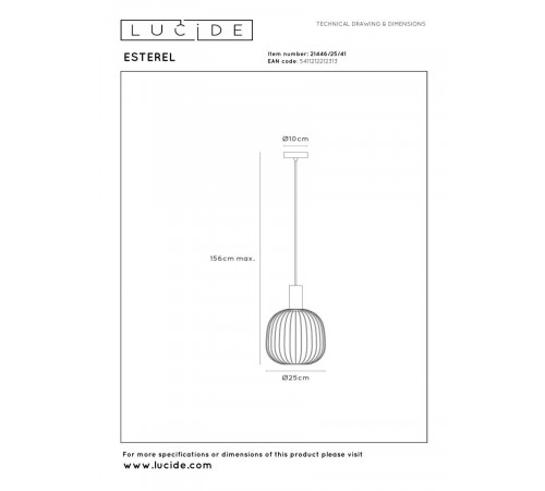 Подвесной светильник Lucide Esterel 21446/25/41