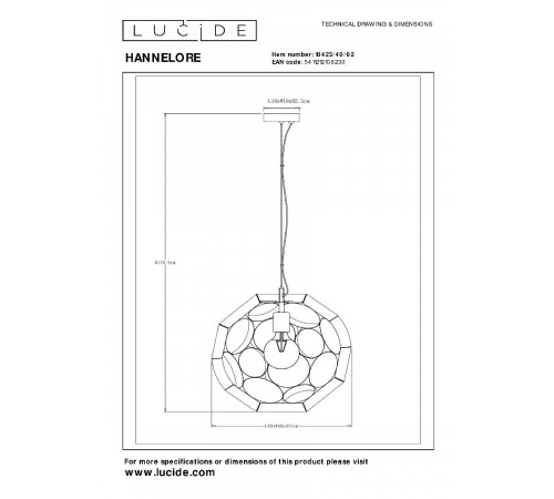 Подвесной светильник Lucide Hannelore 10423/40/02