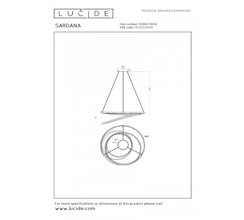 Подвесной светильник Lucide Sardana 52400/74/02