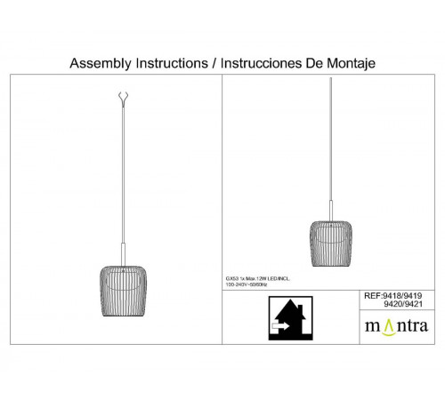 Подвесной светильник Mantra Dubai 9420 (3L)+9465