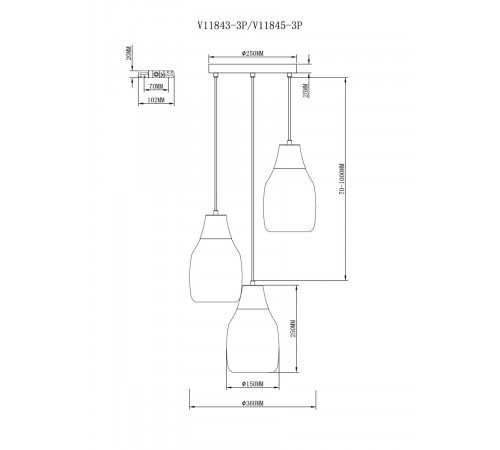 Подвесной светильник Moderli Adalina V11843-3P