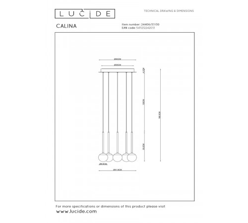 Подвесной светильник Lucide Calina 24406/37/30