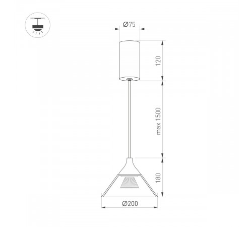 Подвесной светильник Arlight SP-OMBRELLO-HANG-R200-7W Warm3000 (BK, 30 deg, 230V) (IP20 Металл) 059590