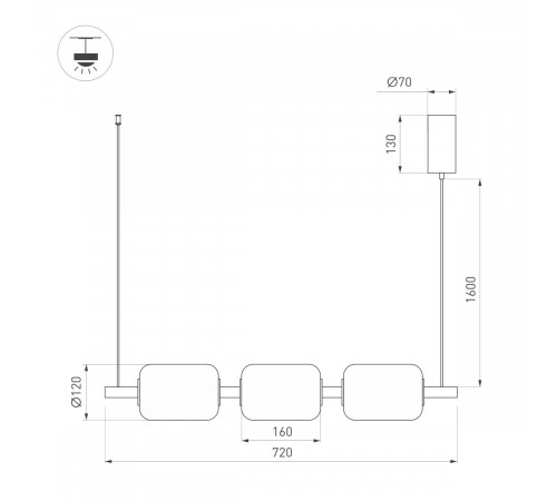 Подвесной светильник Arlight SP-CARAMELA-HANG-L720-12W Warm2700 (BK, 360 deg, 230V) (IP20, Натуральный шелк) 056885